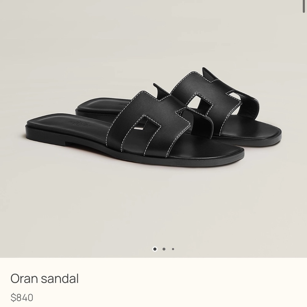 Hermes Black Oran Sandals